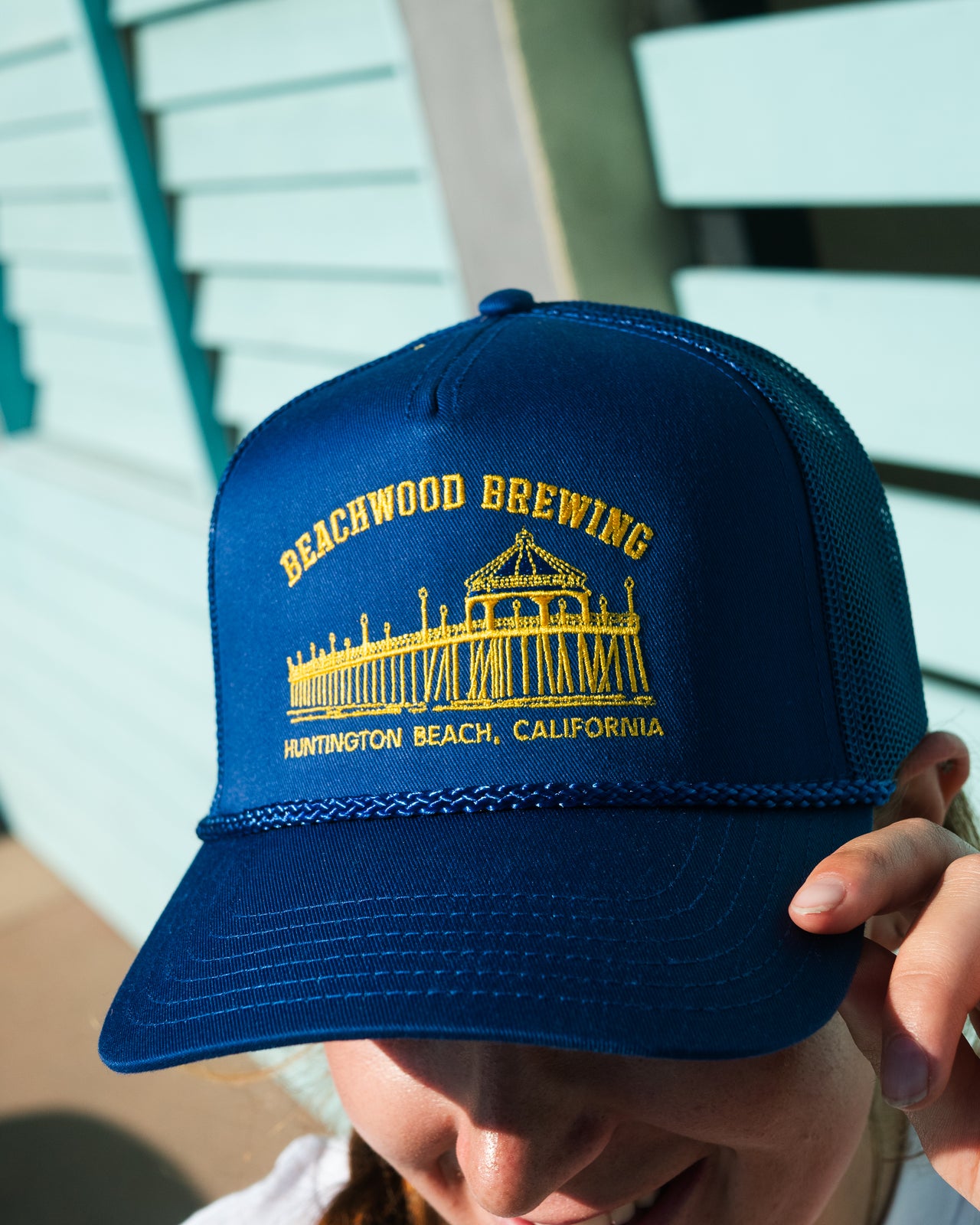 Huntington Beach Pier Trucker in Navy