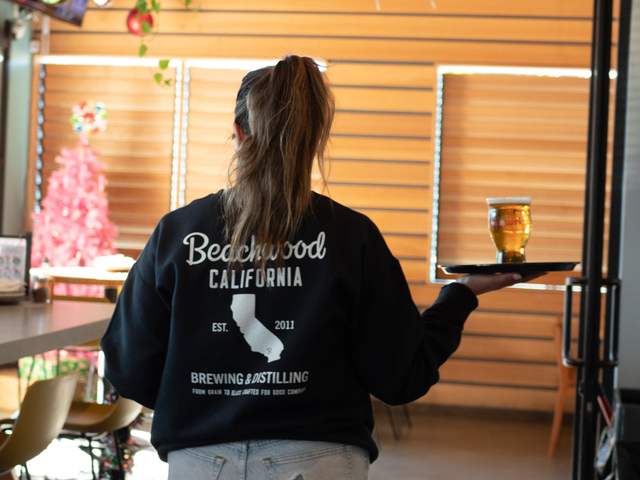 Beachwood Crewneck Unisex Fleece (Black)