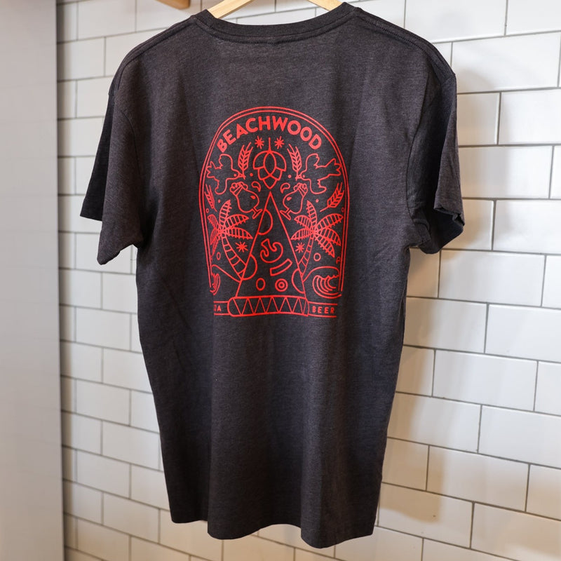 Beachwood Pizza & Beer T-Shirt - Charcoal Heather - Unisex